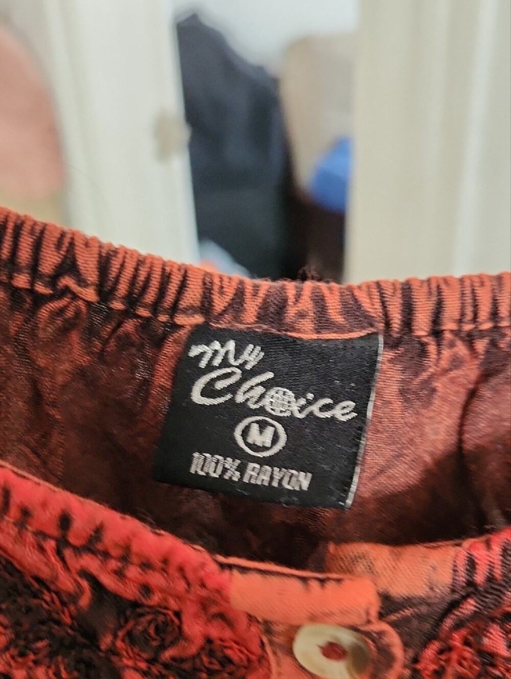 Embroidered Button-Front Tank Top in Rust - Picture 3 of 4